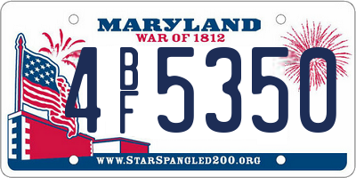 MD license plate 4BF5350