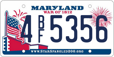 MD license plate 4BF5356