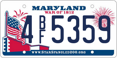 MD license plate 4BF5359
