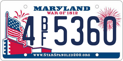 MD license plate 4BF5360