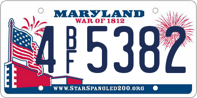 MD license plate 4BF5382