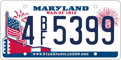 MD license plate 4BF5399
