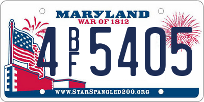 MD license plate 4BF5405