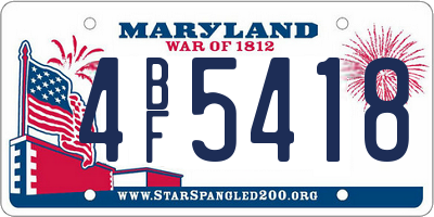 MD license plate 4BF5418