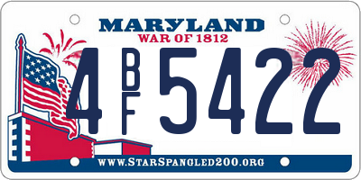 MD license plate 4BF5422