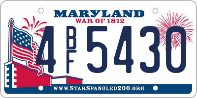 MD license plate 4BF5430