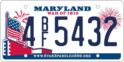 MD license plate 4BF5432