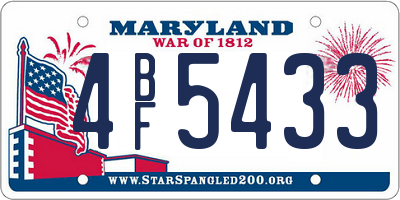 MD license plate 4BF5433