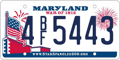 MD license plate 4BF5443
