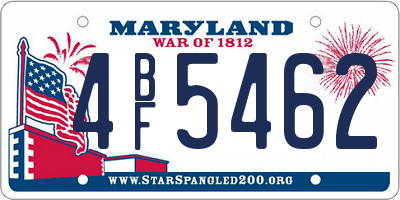 MD license plate 4BF5462