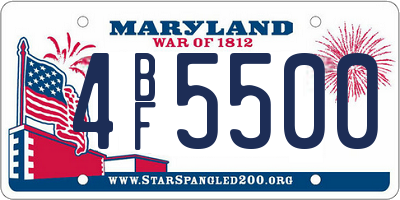 MD license plate 4BF5500