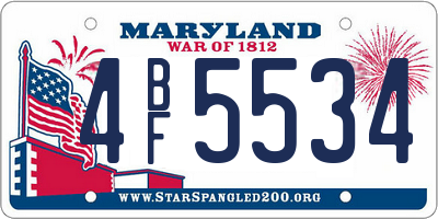MD license plate 4BF5534