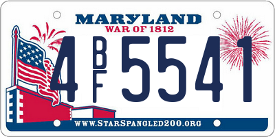 MD license plate 4BF5541