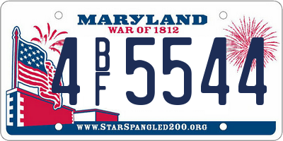 MD license plate 4BF5544