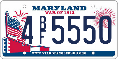MD license plate 4BF5550