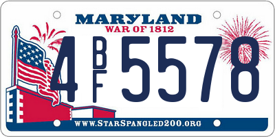 MD license plate 4BF5578