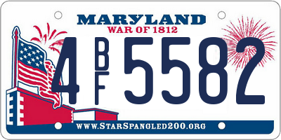 MD license plate 4BF5582