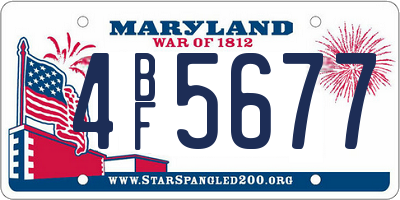 MD license plate 4BF5677