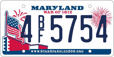 MD license plate 4BF5754