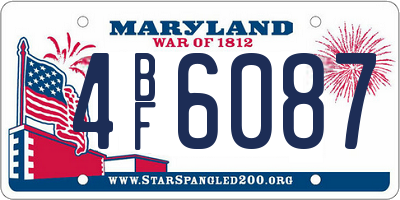 MD license plate 4BF6087