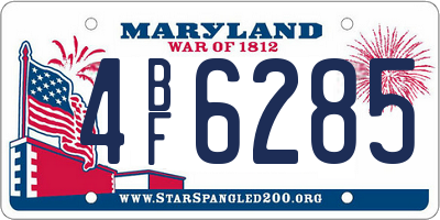 MD license plate 4BF6285