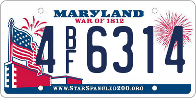 MD license plate 4BF6314