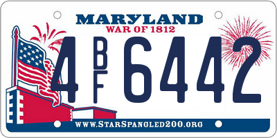 MD license plate 4BF6442