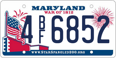 MD license plate 4BF6852