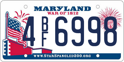 MD license plate 4BF6998