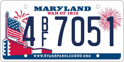MD license plate 4BF7051