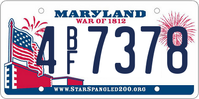 MD license plate 4BF7378