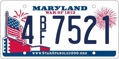 MD license plate 4BF7521