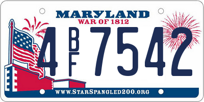 MD license plate 4BF7542