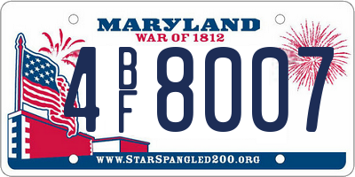 MD license plate 4BF8007