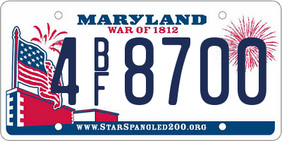 MD license plate 4BF8700