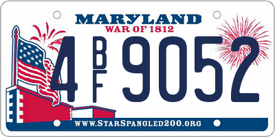 MD license plate 4BF9052