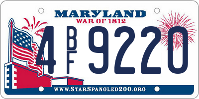MD license plate 4BF9220