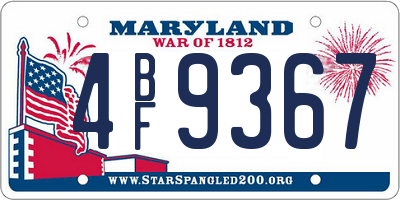 MD license plate 4BF9367