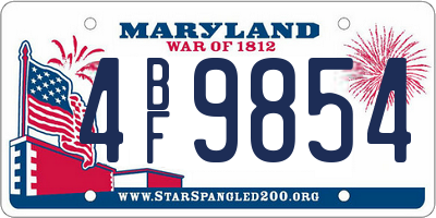 MD license plate 4BF9854