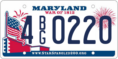 MD license plate 4BG0220