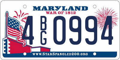 MD license plate 4BG0994