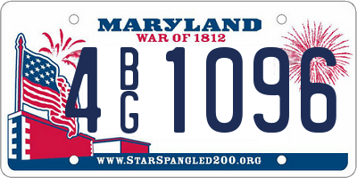 MD license plate 4BG1096