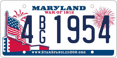 MD license plate 4BG1954