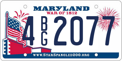 MD license plate 4BG2077