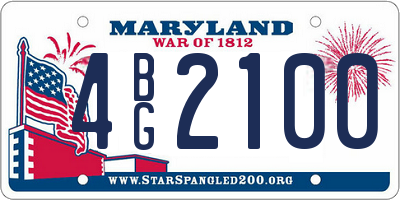 MD license plate 4BG2100