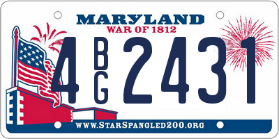 MD license plate 4BG2431