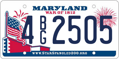 MD license plate 4BG2505