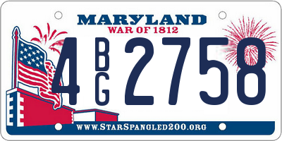 MD license plate 4BG2758