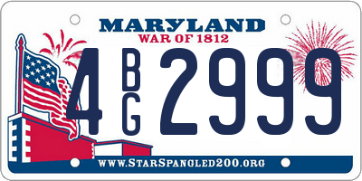 MD license plate 4BG2999