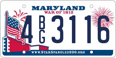 MD license plate 4BG3116